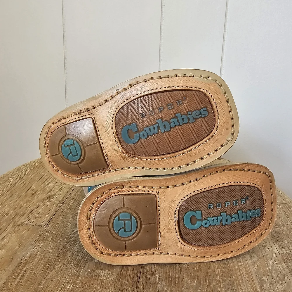 NEW Roper Cowbabies Unicorn Teal Cowboy Boots